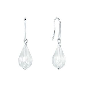 Lalique Flora Bella Clear Crystal & Silver Drop Earrings
